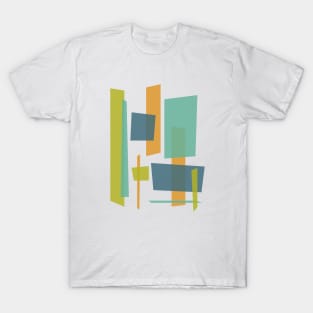 Funky Rectangles Orange Blue Turquoise Green Mid Century Retro T-Shirt